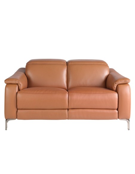 Sofá relax 2 plazas piel marrón