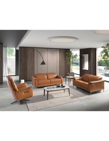 Sofá relax 2 plazas piel marrón