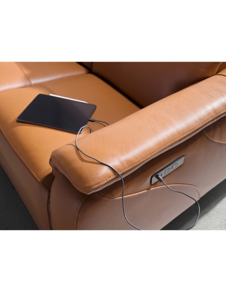 Sofá relax 2 plazas piel marrón