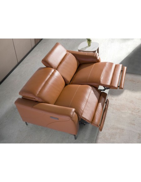 Sofá relax 2 plazas piel marrón