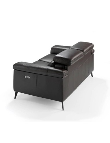 Sofá relax 2 plazas piel marrón chocolate