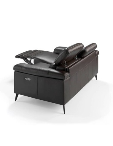 Sofá relax 2 plazas piel marrón chocolate