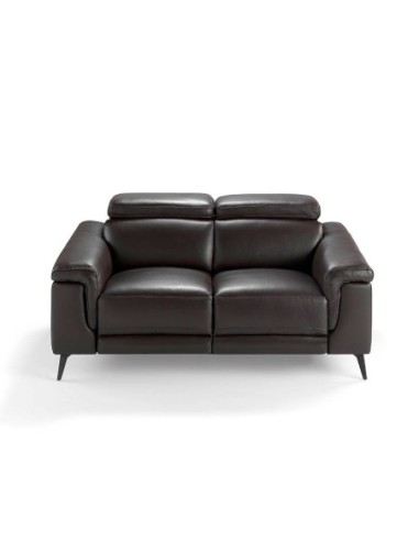 Sofá relax 2 plazas piel marrón chocolate