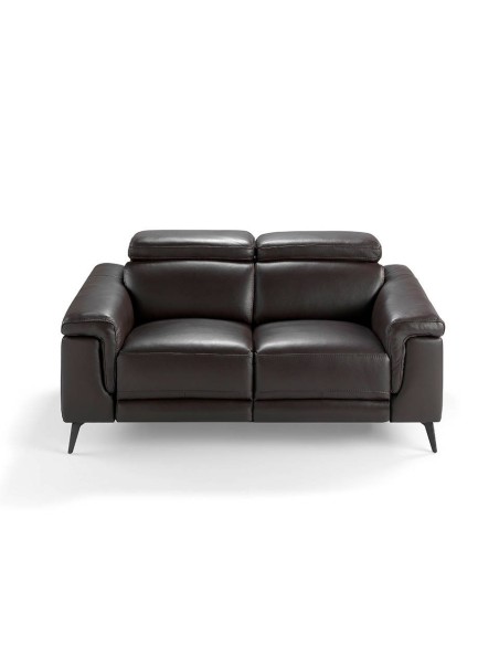 Sofá relax 2 plazas piel marrón chocolate