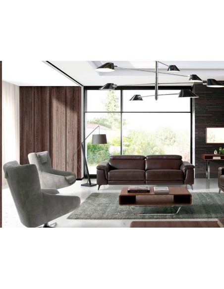 Sofá relax 2 plazas piel marrón chocolate