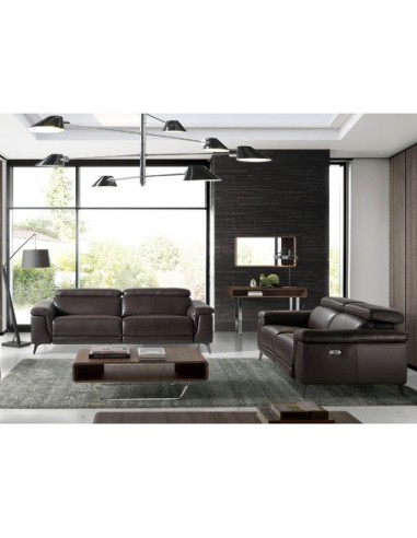 Sofá relax 2 plazas piel marrón chocolate