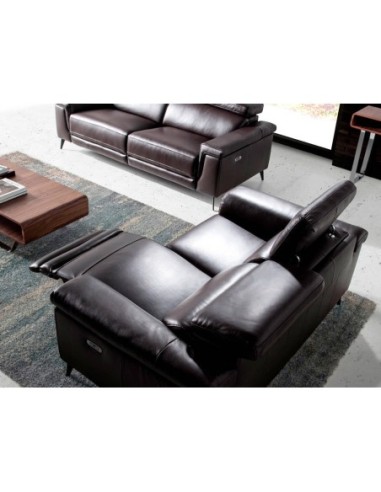 Sofá relax 2 plazas piel marrón chocolate