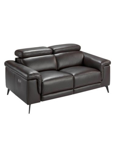 Sofá relax 2 plazas piel marrón chocolate