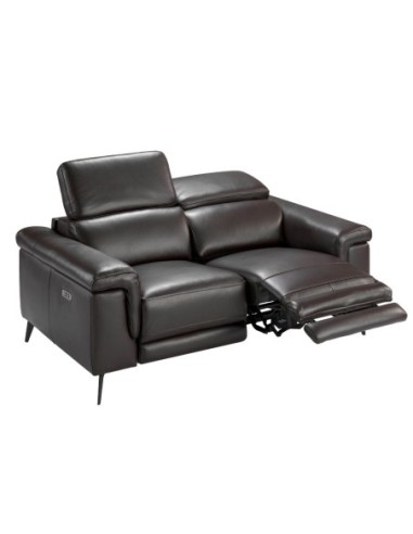 Sofá relax 2 plazas piel marrón chocolate