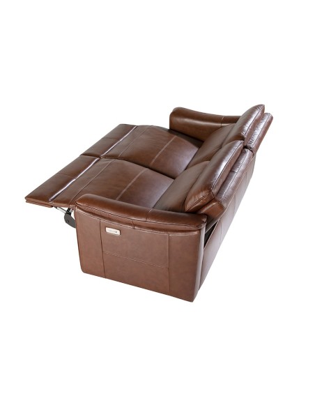 Sofá relax 2 plazas piel marrón coñac