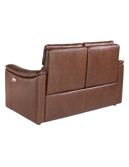 Sofá relax 2 plazas piel marrón coñac