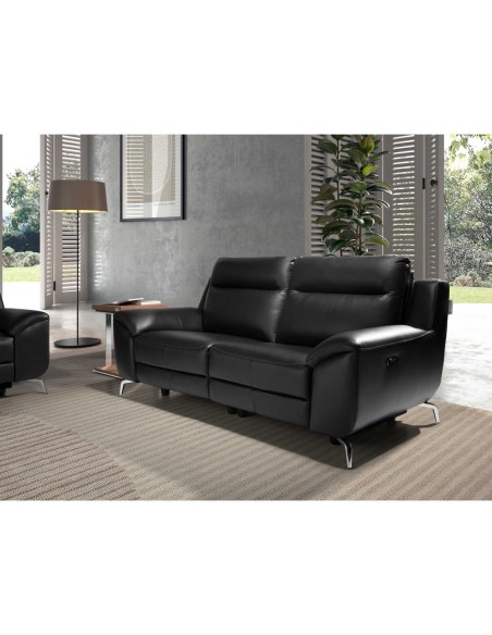 Sofá relax 2 plazas piel negro