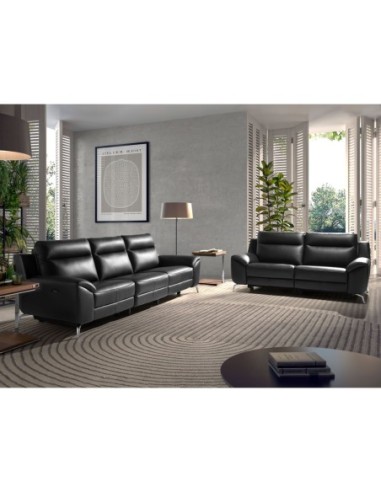 Sofá relax 2 plazas piel negro