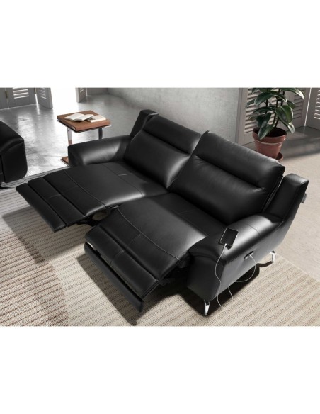 Sofá relax 2 plazas piel negro