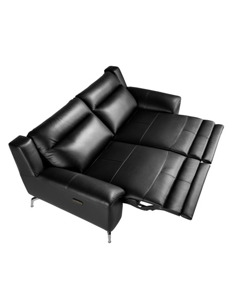 Sofá relax 2 plazas piel negro