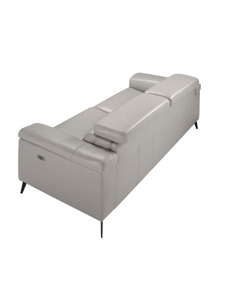 Sofá relax 3 plazas piel gris