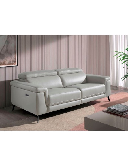 Sofá relax 3 plazas piel gris