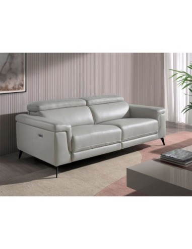 Sofá relax 3 plazas piel gris