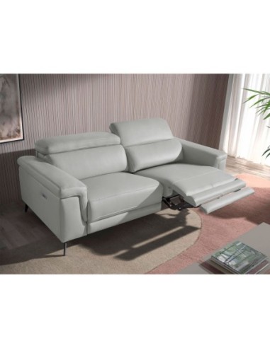Sofá relax 3 plazas piel gris
