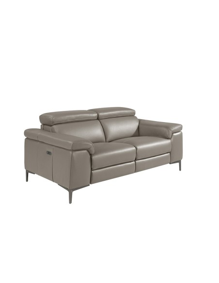 Sofá relax 3 plazas piel gris oscuro