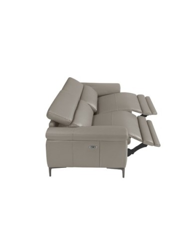 Sofá relax 3 plazas piel gris oscuro