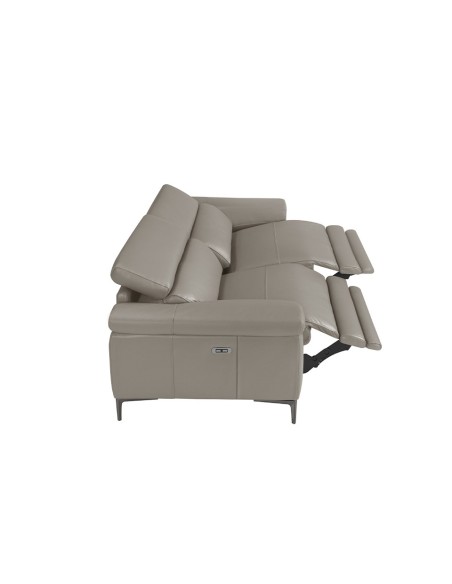 Sofá relax 3 plazas piel gris oscuro