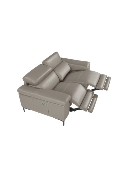Sofá relax 3 plazas piel gris oscuro