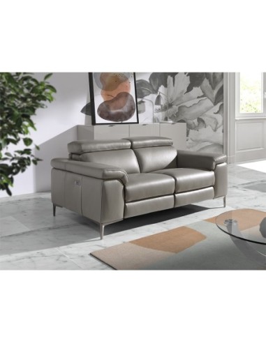 Sofá relax 3 plazas piel gris oscuro