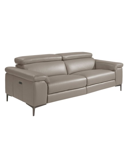 Sofá relax 3 plazas piel gris oscuro