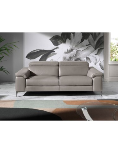 Sofá relax 3 plazas piel gris oscuro
