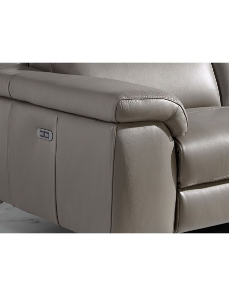 Sofá relax 3 plazas piel gris oscuro