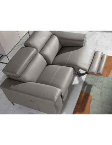 Sofá relax 3 plazas piel gris oscuro