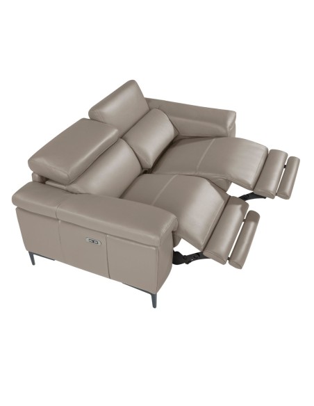 Sofá relax 3 plazas piel gris oscuro