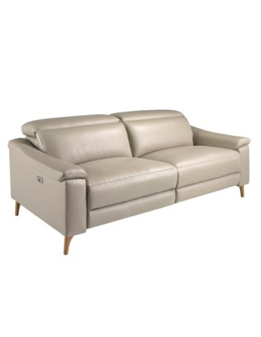 Sofá relax 3 plazas piel gris taupe