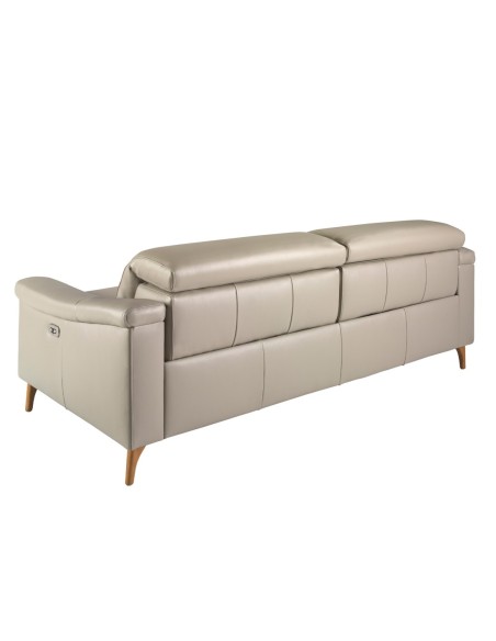 Sofá relax 3 plazas piel gris taupe