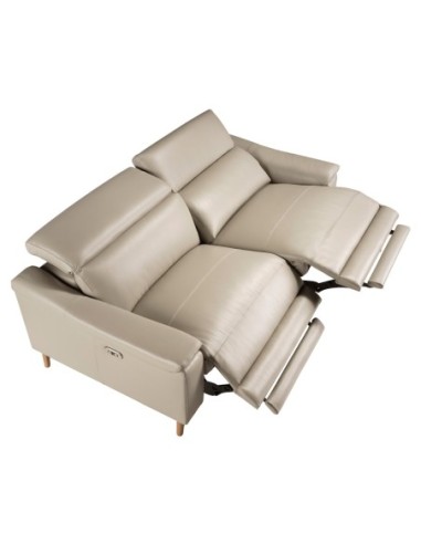 Sofá relax 3 plazas piel gris taupe