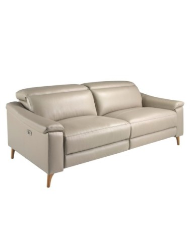 Sofá relax 3 plazas piel gris taupe