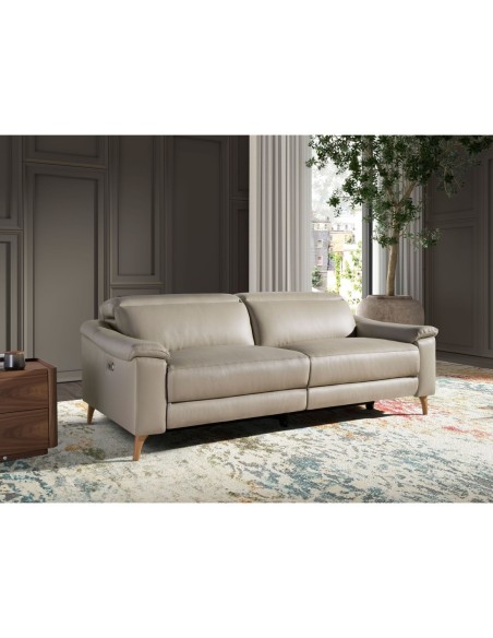 Sofá relax 3 plazas piel gris taupe