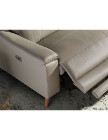 Sofá relax 3 plazas piel gris taupe