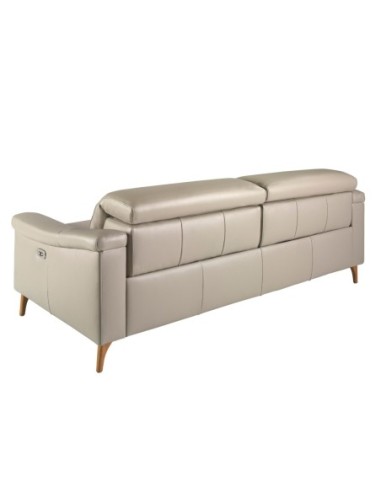 Sofá relax 3 plazas piel gris taupe