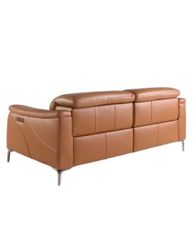 Sofá relax 3 plazas piel marrón