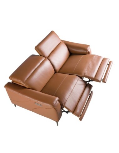 Sofá relax 3 plazas piel marrón