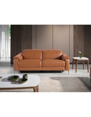 Sofá relax 3 plazas piel marrón