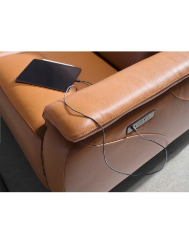 Sofá relax 3 plazas piel marrón