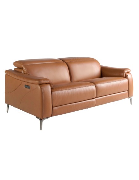 Sofá relax 3 plazas piel marrón
