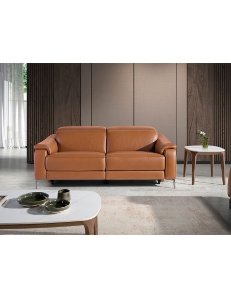 Sofá relax 3 plazas piel marrón