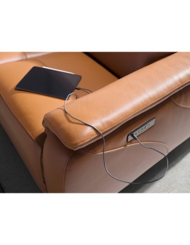 Sofá relax 3 plazas piel marrón