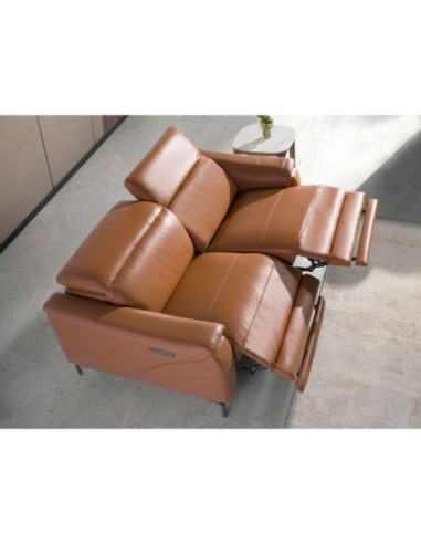 Sofá relax 3 plazas piel marrón