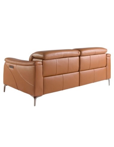 Sofá relax 3 plazas piel marrón