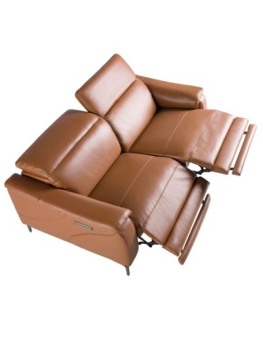 Sofá relax 3 plazas piel marrón